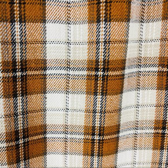 Vintage orange tan plaid preppy academia fringe midi skirt 12P - Picture 5 of 8